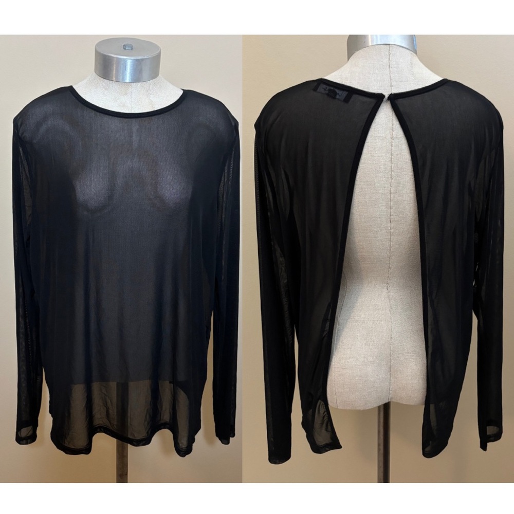 Lulu's Sheer Black Long Sleeve sheer mesh top Love Light open back